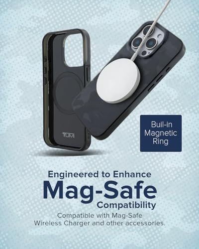 TUMI iPhone16Pro用ケース MagSafe対応 迷彩プリント 二層構造（PC＋TPU）｜耐衝撃・軽量・滑りにくい｜ワイヤレス充電対応 (グレイ)Ju
