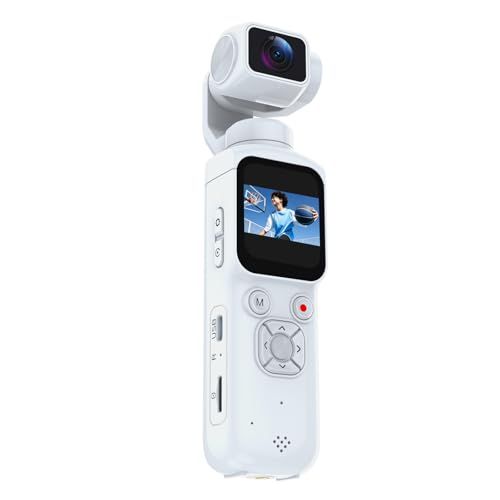 AiMike アクションカメラ ポケットサイズ 4K 7500万画素 シングル軸330度自動追跡 回転レンズ WIFI転送機能 全画素高速AF 1.72インチタッチ操作 32GBマイクロSDカード付き 自動顔追跡 スマホに送れる 小型Vlogビデオ デジカJu