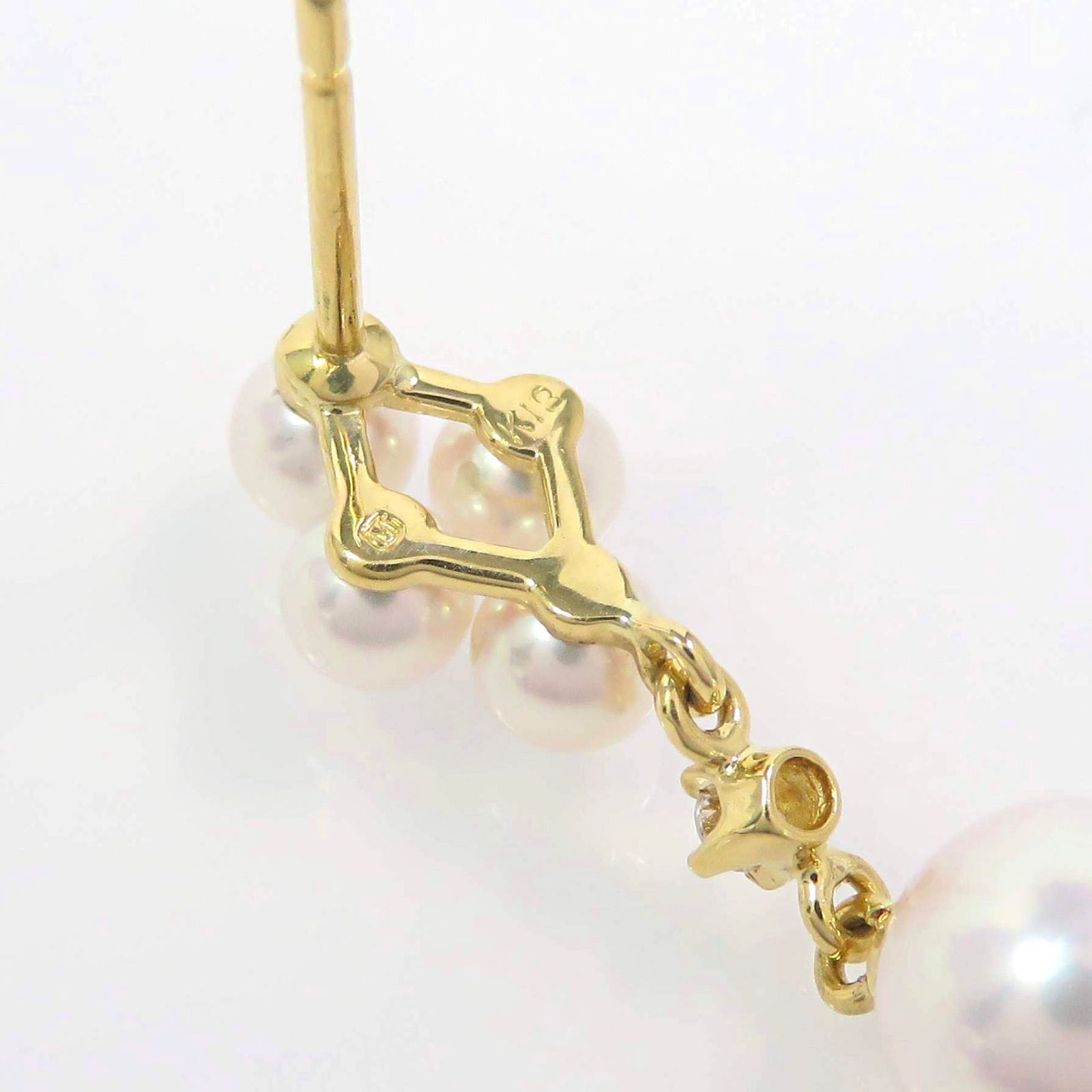 MIKIMOTO ミキモト K18 パール ダイヤモンド ピアス イエローゴールド