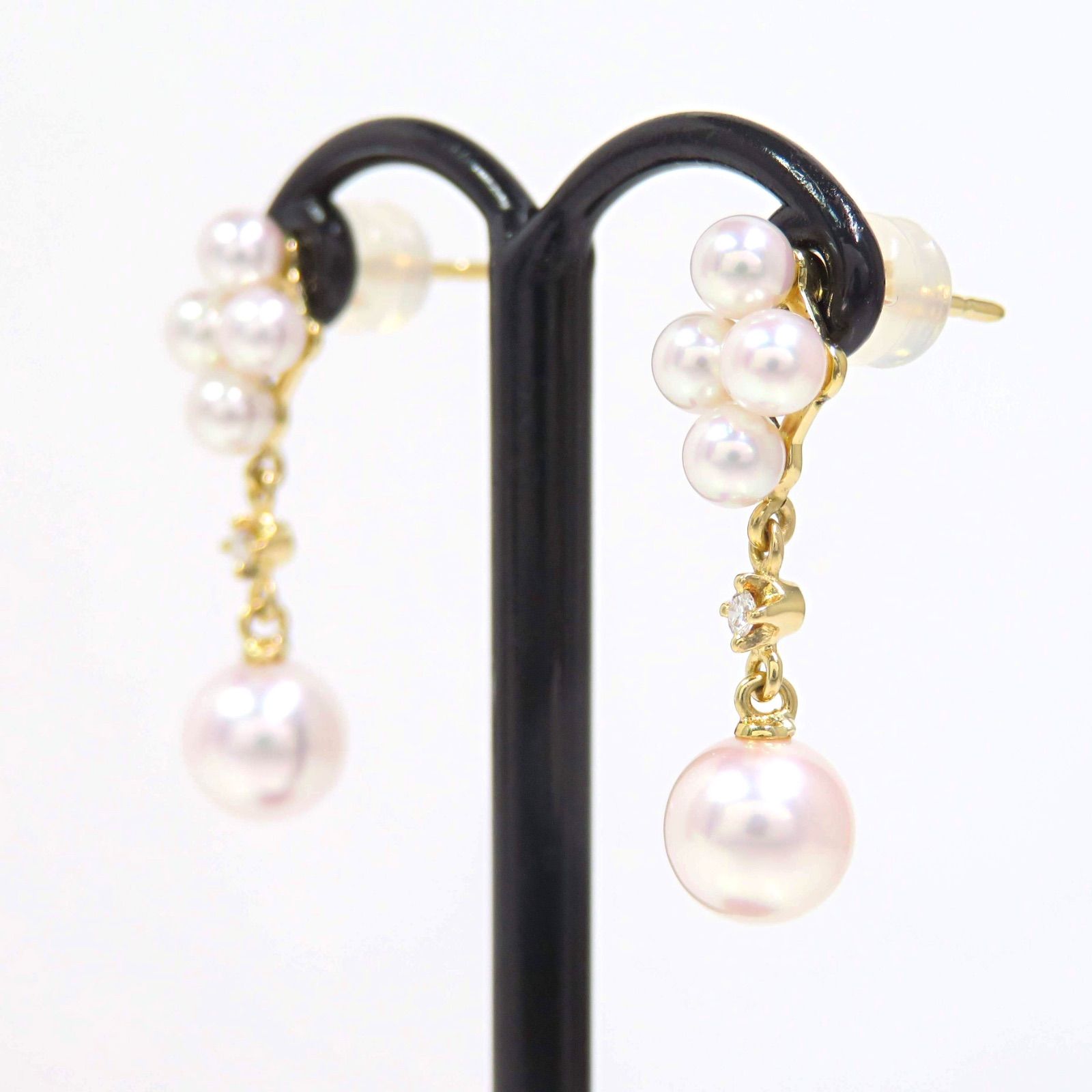 セール！【MIKIMOTO】K18 パール ピアス MIKIMOTO ミキモト K18 パール ダイヤモンド ピアス イエローゴールド