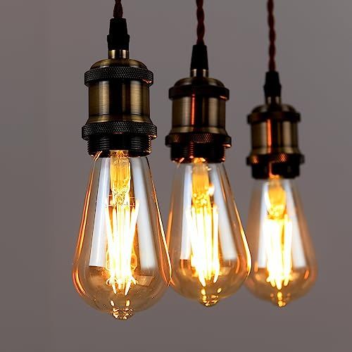 【新品】ペンダントライト E26口金 LED電球付き エジソン電球 60W形相当 消費電力6W 電球ソケット 照明器具 配線ダクトレール用 天井照明 吊り下げ コードアジャスター付き 100cm調節可能 3灯セット 調光調色不可 af368ebd 【新品】ペンダントライト E26口金 LED電球付き エジソン電球 60W形相当 消費電力6W 電球ソケット 照明器具 配線ダクトレール用 天井照明 吊り下げ コードアジャスター付き 100cm調節可能 3灯セット 調光調色不可 af368ebd