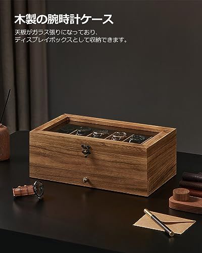 【新品】時計ケース 12本 木製 引き出し付き 腕時計収納 コレクションケース ジュエリー 2段式 透明窓付き ウォッチボックス アクセサリー保管 父の日プレゼント メンズ レディース 誕生日お祝いギフト 木の色 JOW012K01 18356011