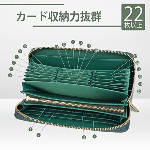【新品】[DCLKO] 長財布 レディース 財布 本革 牛革 多機能財布 YKKファスナー カード22枚 長 財布 大容量 本革 長サイフ スキミング防止 (グリーン) c4aaa4df