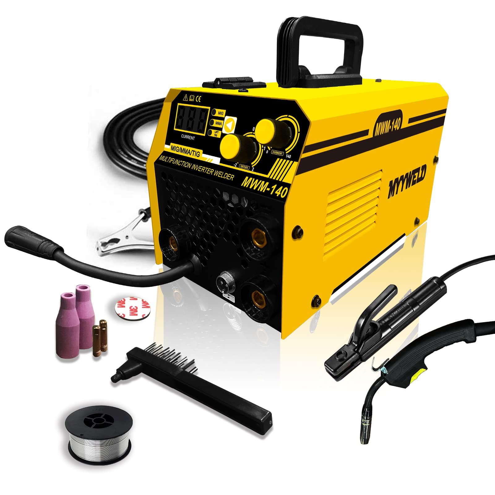 【新品】半自動溶接機MYYWELD MWM-140 MIG/MMA/LIFT TIG ノンガス溶接機 100V 140A フラックス入りワイヤ IGBT 軽量 インバーター溶接機 50/60Hz 家庭用 業務用 (MWM-140) e4e9320d