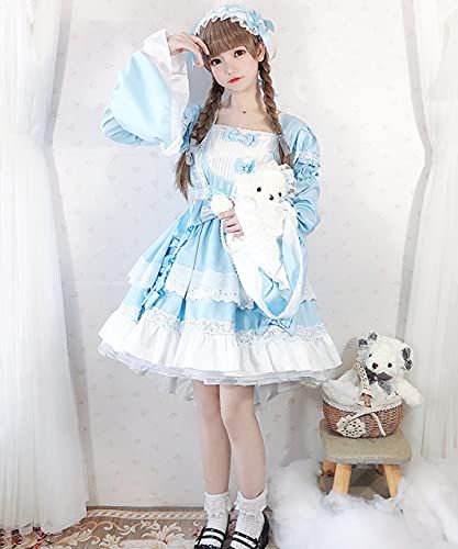[milky time] フィッシュテール ロリータ ワンピース ヘムライン メイド 2way (blue)ma fd603b15