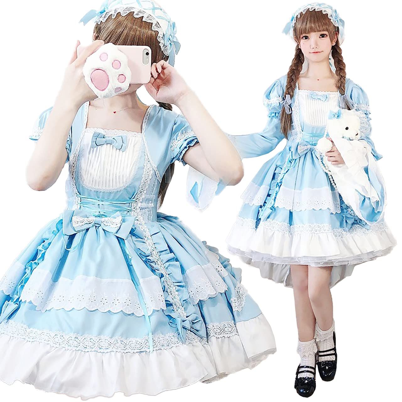 [milky time] フィッシュテール ロリータ ワンピース ヘムライン メイド 2way (blue)ma fd603b15