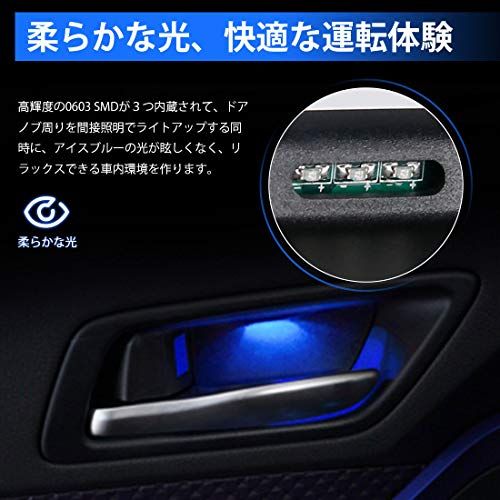 R◆プリウス 50系 前後期 ドアハンドル イルミネーション ブルー点灯 インナーハンドル LEDライト 室内ドアハンドル 雰囲気 ドレスアップ カスタムパーツ 取付簡単 加工不要 カプラーON (ZVW50/ZVW51/PHV ZVW52) a8c8bf4d