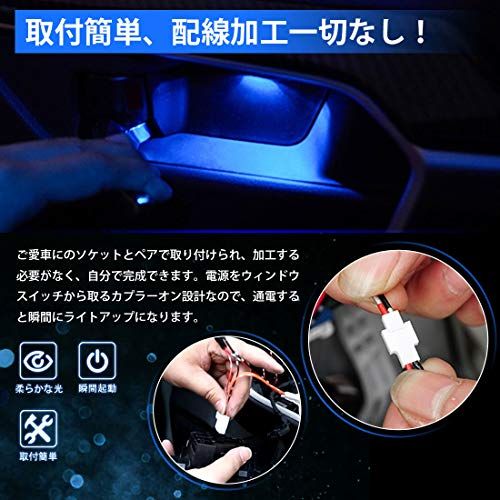R◆プリウス 50系 前後期 ドアハンドル イルミネーション ブルー点灯 インナーハンドル LEDライト 室内ドアハンドル 雰囲気 ドレスアップ カスタムパーツ 取付簡単 加工不要 カプラーON (ZVW50/ZVW51/PHV ZVW52) a8c8bf4d
