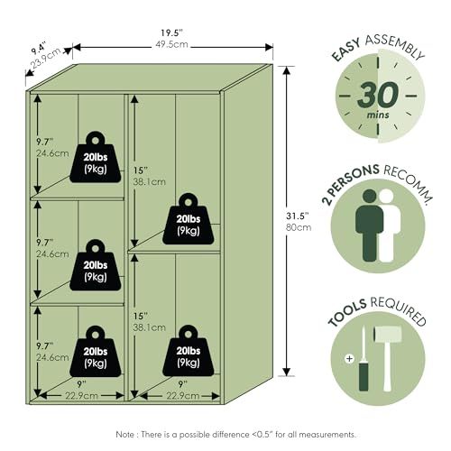 フリノ LUDER 本棚 5キューブ 幅12.7×奥行23.9×高さ49.5cm ホワイト リビングルーム・寝室・ホームオフィス用t eb07adb9