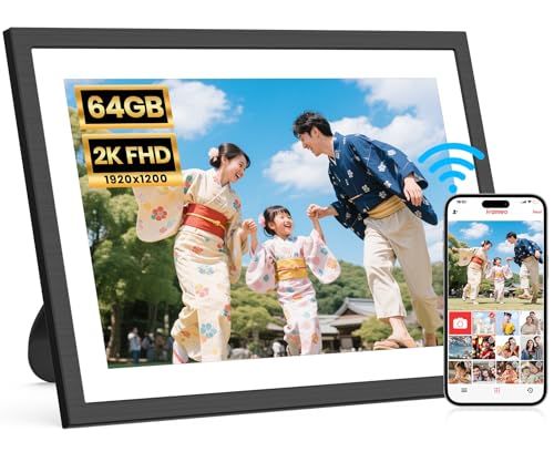 FANGOR デジタルフォトフレーム Frameoアプリ対応 2K 1920*1200 WiFi 10.1インチ 64GBメモリ内蔵 遠隔操作 スマホ写真共有 写真/動画再生 スライドショー 縦横自動回転 壁掛け可 お祝い ギフト 贈り物 敬 610c47d0