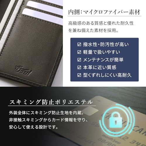 [ガジル] 長財布 メンズ 本革 サフィアーノレザー 【わずか90gの超軽量】 スキミング防止 薄型 スリム かぶせ 二つ折り カード14枚収納 大容量 札入れ 2層 小銭入れあり 撥水 傷に強い ロングウォレット 化粧箱付き ギフト GA- 9293c693