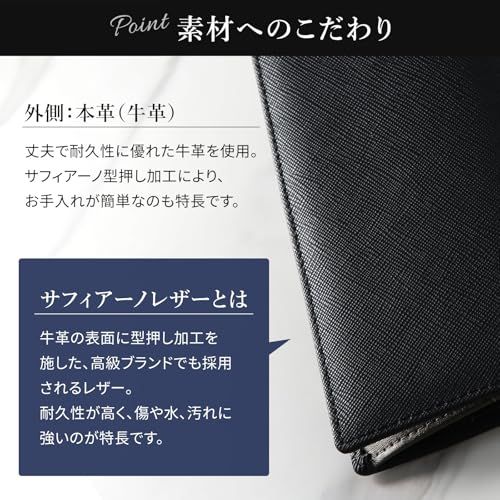 [ガジル] 長財布 メンズ 本革 サフィアーノレザー 【わずか90gの超軽量】 スキミング防止 薄型 スリム かぶせ 二つ折り カード14枚収納 大容量 札入れ 2層 小銭入れあり 撥水 傷に強い ロングウォレット 化粧箱付き ギフト GA- 9293c693