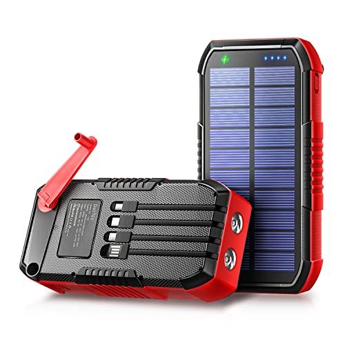 ソーラー 大容量 63200mAh 【22.5W/PD18W急速充電 & 手回し充電】 ケーブル内蔵 2つUSB-A出力ポート 6台同時充電 ソーラーチャージャー IP67防水防塵 耐衝撃 LEDライト付き コンパス搭載 5way蓄電 スマホ e0a5d98a