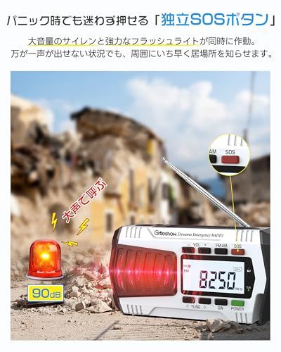 【防災士推奨・進化モデル】Greeshow 防災ラジオ デジタル選局 5000mAh大容量 多機能 手回しラジオ スマホ急速充電 FM/AM/SW 高感度ラジオ ソーラー/USB充電 SOSサイレン 防水 懐中電灯 防災グッズ 災害/緊急用/ 7e6ad58b