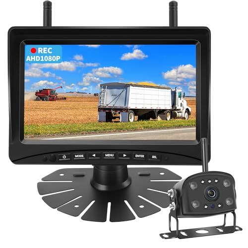 ☆新品☆【7インチIPSモニター付きワイヤレスバックカメラ】 6段ズーム調整 トラック/トレーラー/キャンピングカー/クレーン車用 バックカメラモニターセット AHD1080P DC12~36V対応 デジタル信号 ゼロ混線 分割表示 自動録画 31de9a1e