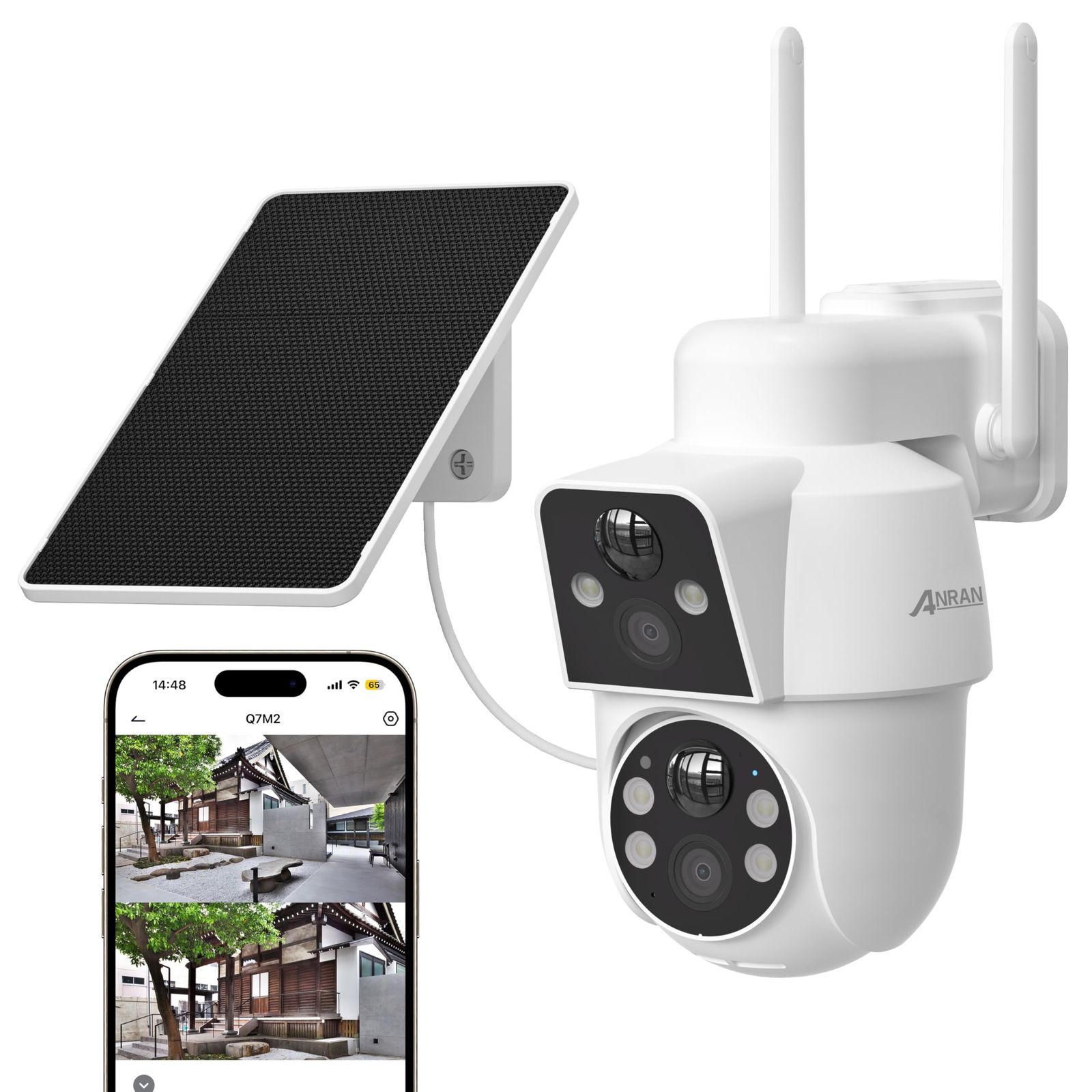 ☆新品☆【ANRAN デュアルレンズ 屋外用 防犯カメラ 死角ゼロの真・360°全方位監視】防犯カメラ 屋外 ソーラー 屋外用ソーラー バッテリー駆動 ワイヤレス 電源不要 設置簡単 監視カメラ デュアル回転レンズ 2K画質 モーションセンサ 4cacc5e8
