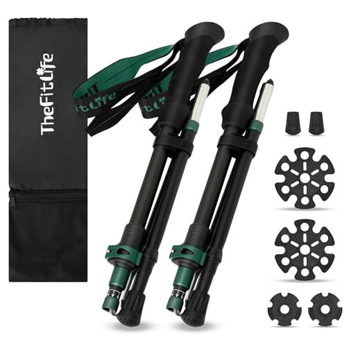 TheFitLife トレッキングポール 折畳み 登山 ストック 軽量 100-120cm伸縮 ウォーキングポール ウォーキングステッキ 2本セット 登山杖 登山ポール 山登り ステッキ ハイキングポール 男性 女性 高齢者*vj b36b7afb