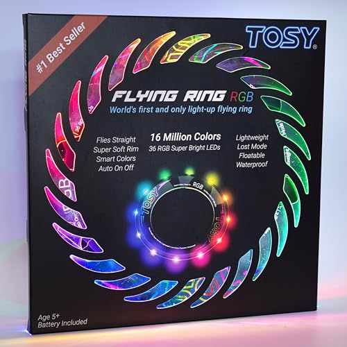 TOSY Flying Ring - 自動点灯フライングリングー 36RGBマルチカラー 高輝度ロストモード 安全ソフト軽量おもちゃ 防水 キャンプ/プール/ビーチ 夏の外遊び おもちゃ 子供/男の子/女の子誕生日プレゼントma 0ee0d9c3