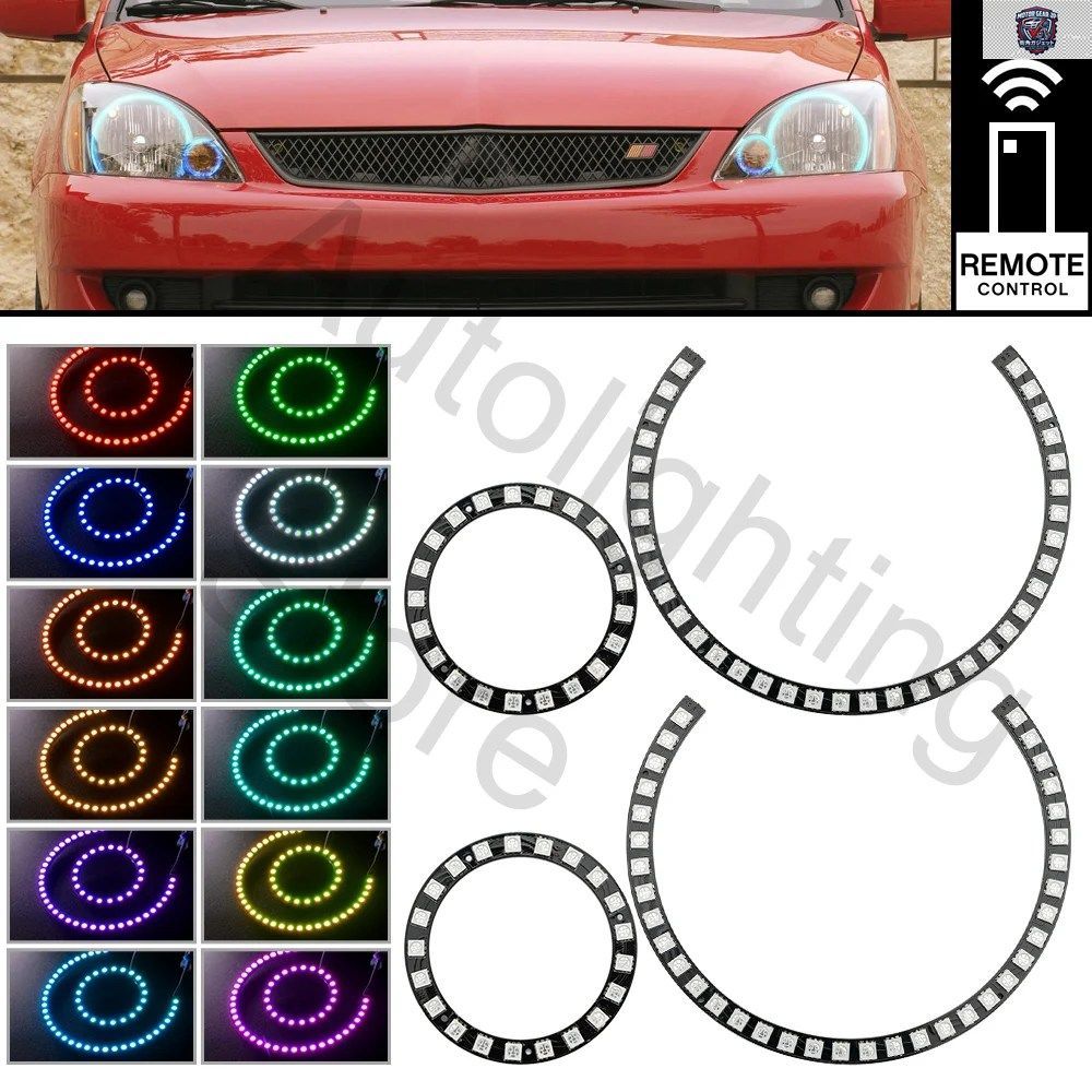 4個入り RGB LED ハローリングライト エンジェルアイ 三菱ランサー IX 9 2004 2005-2007 プロジェクターなし DRL パーキングライト カース