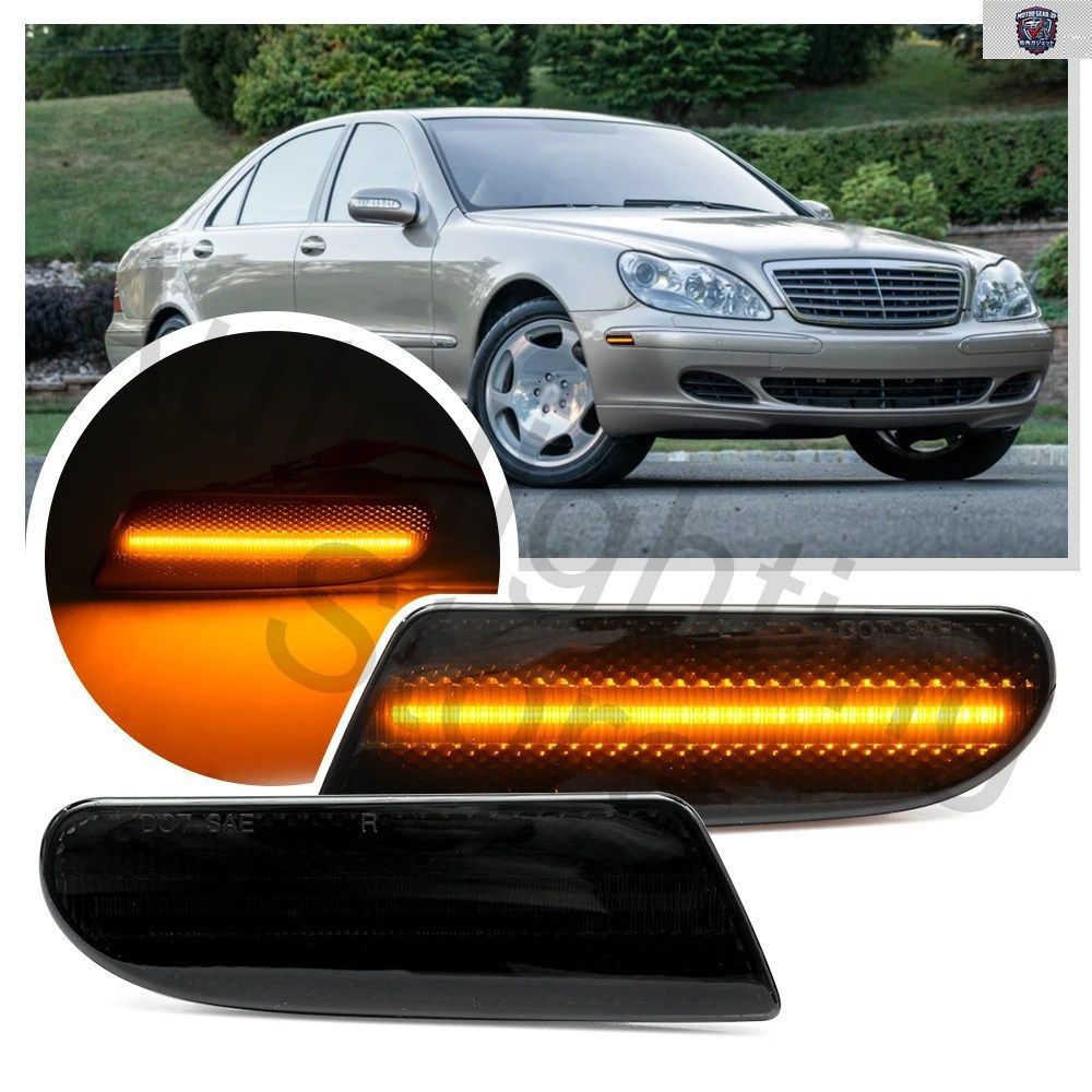 メルセデスベンツ Sクラス W220 2000-2006 用 LED フロントバンパーターンシグナルライト 2個セット サイドマーカーインジケーターランプ