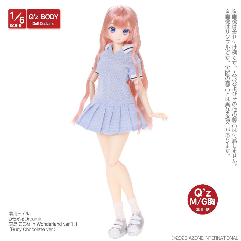 Q'z プリーツポロミニワンピース サックス - メルカリ