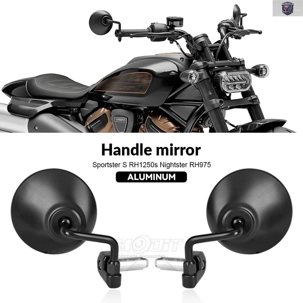 オートバイ バーエンド ハンドルバーミラー 7/8 インチ 22MM ハーレー スポーツスター S RH1250S ナイトスター RH975