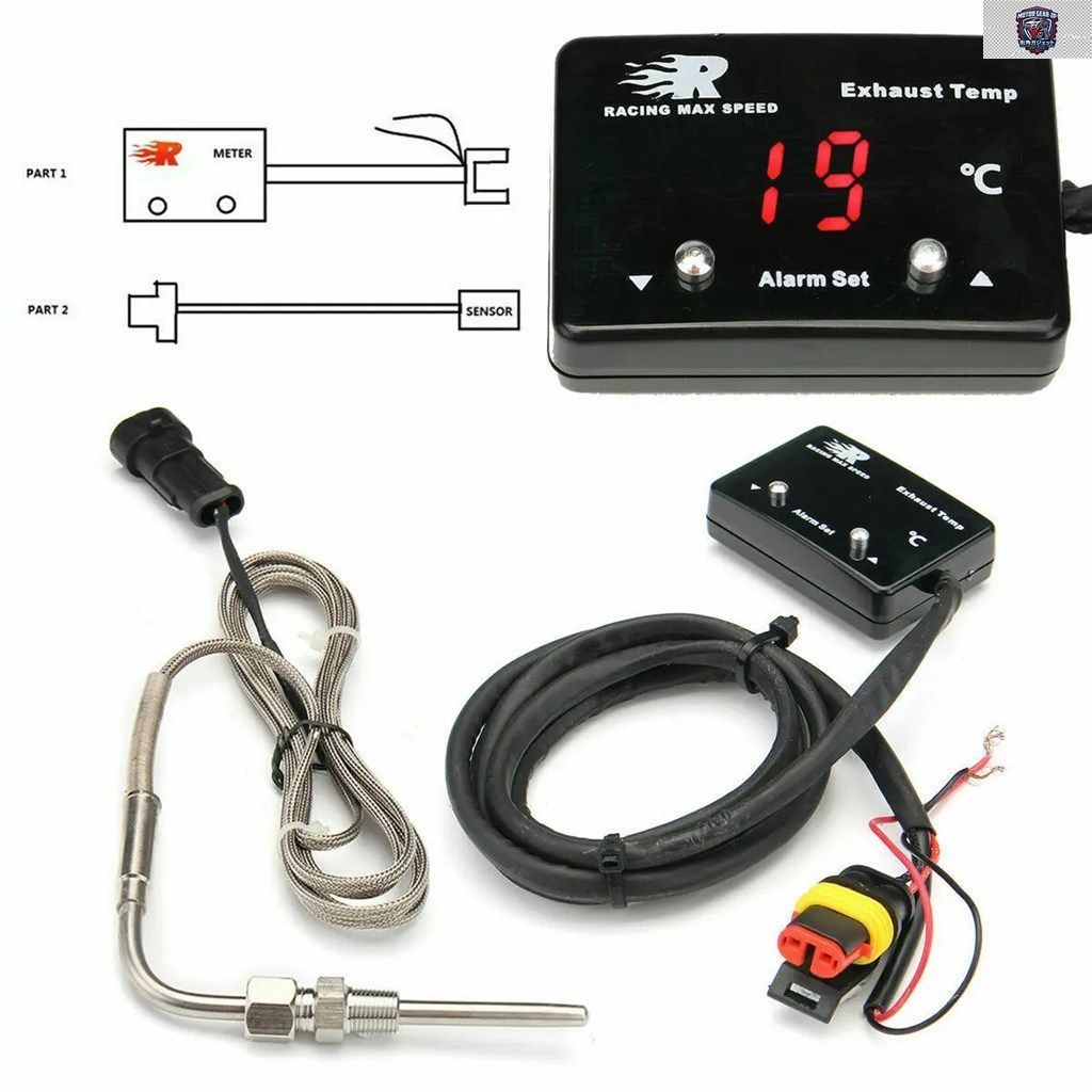 1セット LEDデジタル排気ガス温度計 EGT温度計 車用メーターセンサー DC 12V 排気温度計