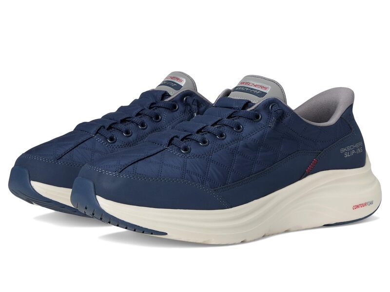 スケッチャーズ メンズ シューズ スニーカー SKECHERS Contour Foam Cozy Fit Hands Free SlipInavyGrey グレー