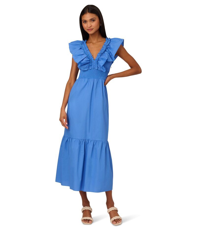 アドリアナ パペル レディース トップス ワンピース マキシワンピース フリル マキシ Adrianna Papell Ruffle Front Maxi Dress Cool Water
