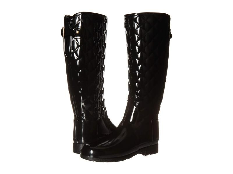 ハンター レディース シューズ ブーツ・レインブーツ トール Hunter Refined Gloss Quilt Tall Rain Boots Black ブラック