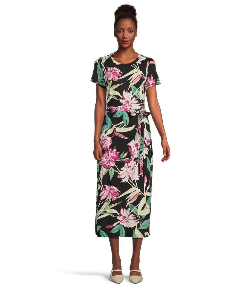 トッミーバハマ レディース トップス ワンピース ミディ Tommy Bahama Twilight Bloom Short Sleeve Midi Dress Black ブラック