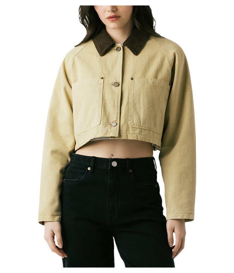 ブランクニューヨーク レディース アウター コート クロップド ジャケット Blank NYC Breaking Camp Cropped Twill Jacket Beige ベージュ