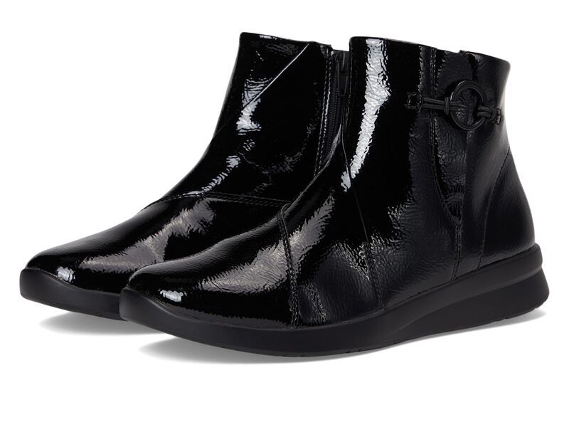 クラークス レディース シューズ ブーツ・レインブーツ Clarks Ellowyn Deva Black Crinkle Patent Synthetic ブラック