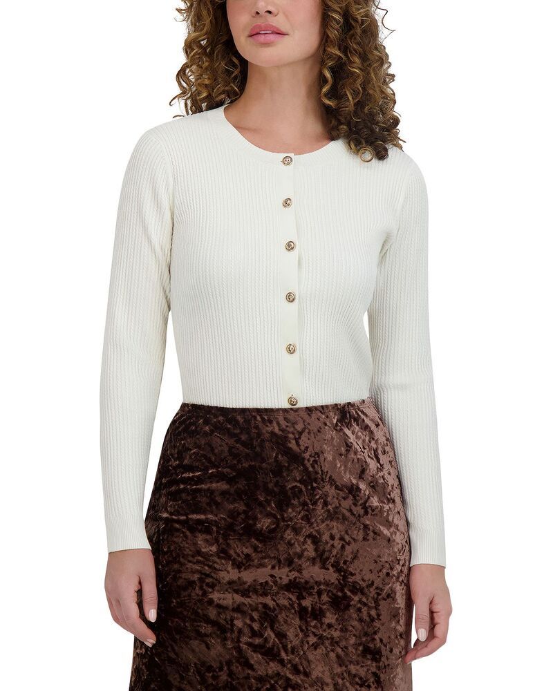 ポイント レディース アウター カーディガン Pointiny Cable Cardigan Ivory アイボリー