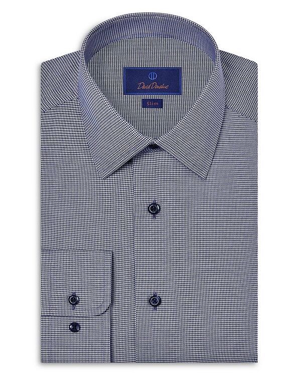 デイビッドドナヒュー レディース トップス シャツ スリムフィット プリント David Donahue Slim Fit Printed Stretch Twill Dress Shirt Navy