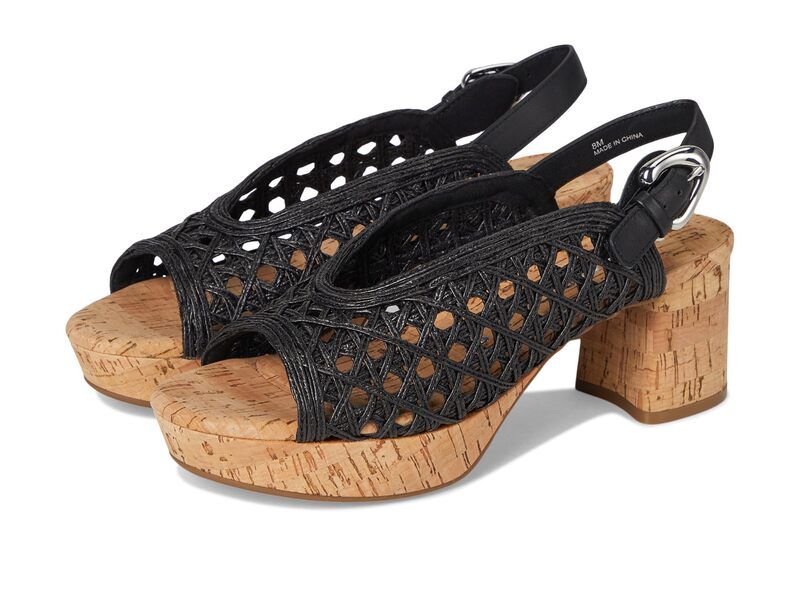エアロソールズ レディース トップス シャツ Aerosoles Cornelia Black Embroidered RaffiaCork Heel ブラック