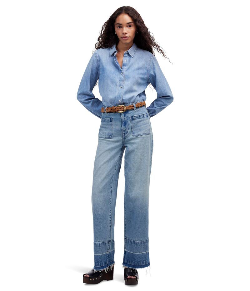 メイドウェル レディース ボトムス デニムパンツ Madewell Medium Patch Pocket Emmett In Banning Banning Wash
