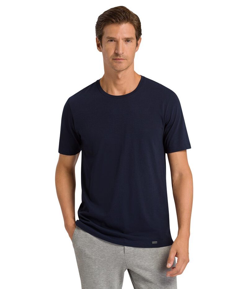 ハンロ メンズ トップス シャツ クルーネック Hanro Living Short Sleeve Crew Neck Shirt Deep Navy ネイビー