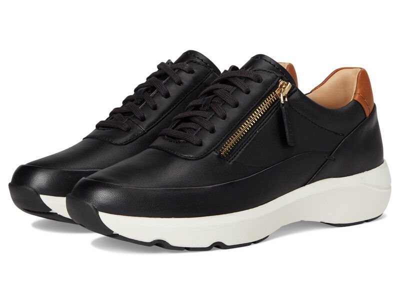 クラークス レディース シューズ スニーカー Clarks Tivoli Zip Black Leather ブラック