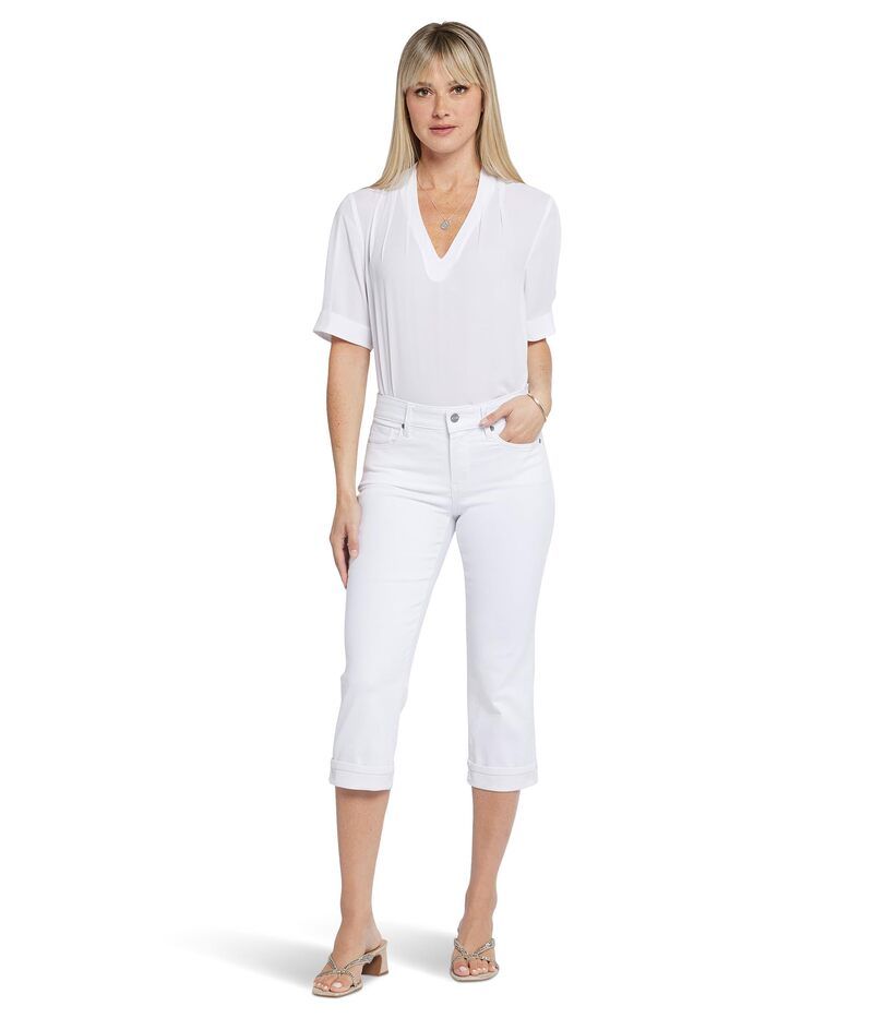 エヌワイディージェイ レディース ボトムス デニムパンツ プチ ジーンズ NYDJ Petite Marilyn Crop Cuff Jeans in Optic White ホワイト