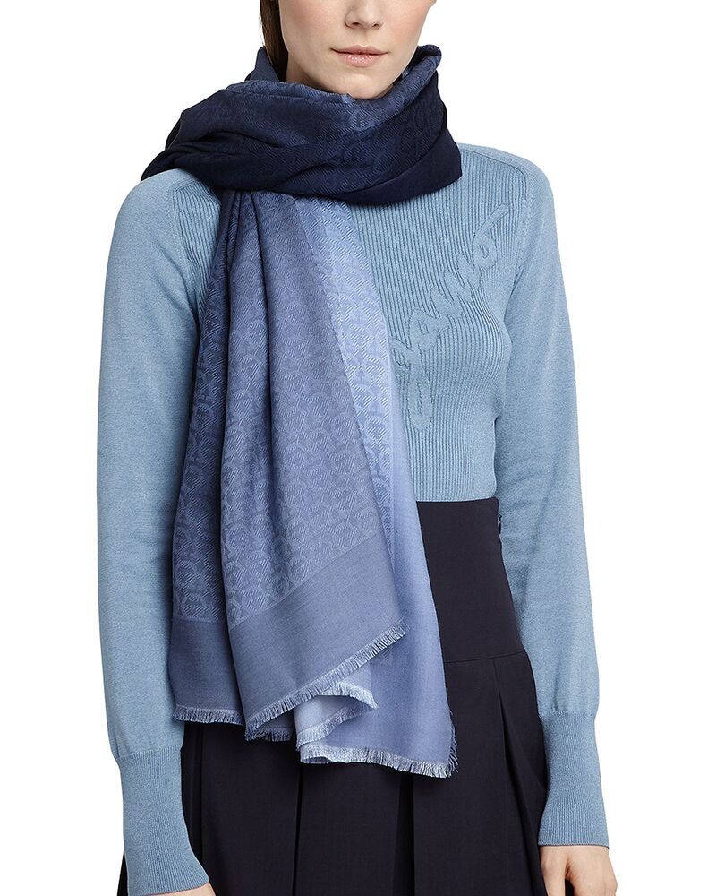 フェラガモ レディース アクセサリー マフラー・ストール・スカーフ ウール シルク FERRAGAMO Gancini Jacquard Wool Silk Scarf Ocean