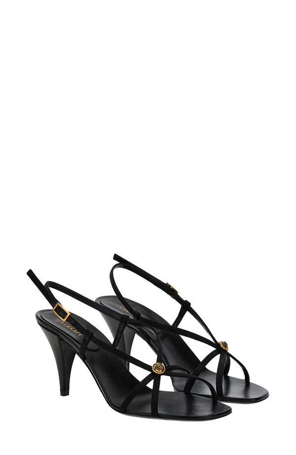 ヴェルサーチ レディース シューズ サンダル Versace Medusa Cage Slingback Sandal BlackGold ブラック
