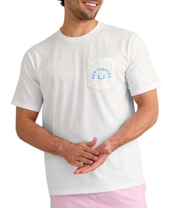 フック メンズ トップス シャツ クルーネック グラフィック Huk Fishing Crew Neck Short Sleeve Graphic PocketShirt White ホワイト