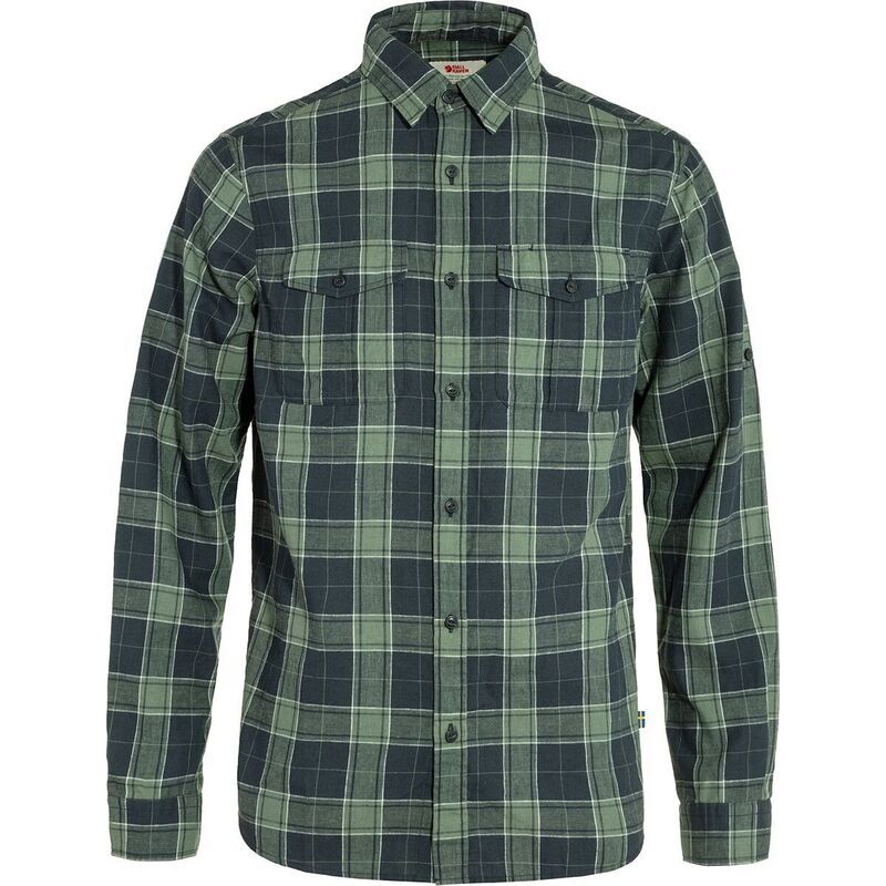 フェールラーベン メンズ トップス シャツ 長袖 Fjallraven Ovik TravelongSleeve Shirt Mens Dark NavyPatina Green ネイビー
