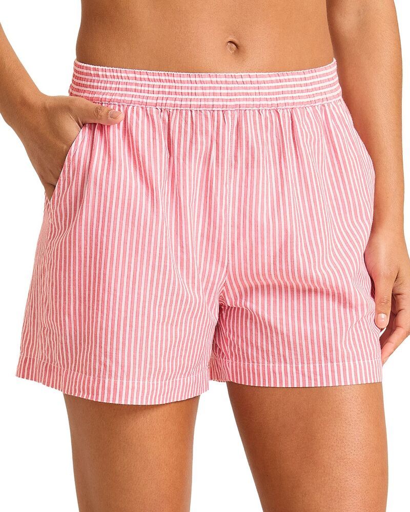 トッミーバハマ レディース ボトムス ハーフパンツ・ショーツ ショートパンツ Tommy Bahama Coastline Striped Cover Up Shorts Citrus Coral コ