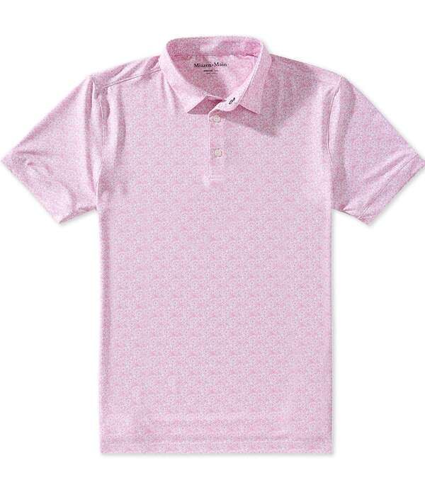 ミズンメイン メンズ トップス シャツ プリント MizzenMain Versazaleas Print Short Sleeve Polo Shirt Pink Azaleas Outline ピ