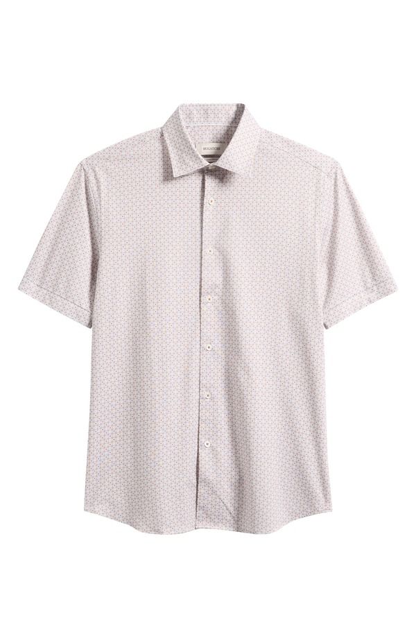 ブガッチ メンズ トップス シャツ プリント コットン Bugatchi Miles OoohCotton Geo Print Short Sleeve ButtonUp Shirt Sienna