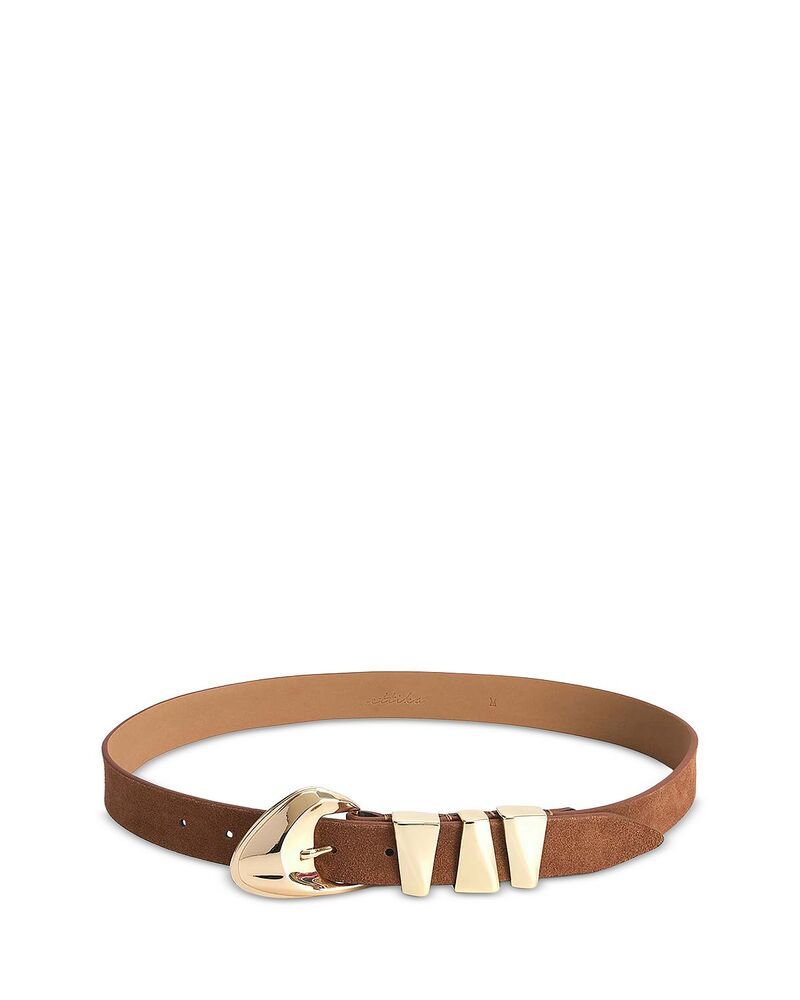 エティカ レディース アクセサリー ベルト レザー Ettika Womens Modern Western 18K Gold Plated Hardware Leather Belt Shiitak