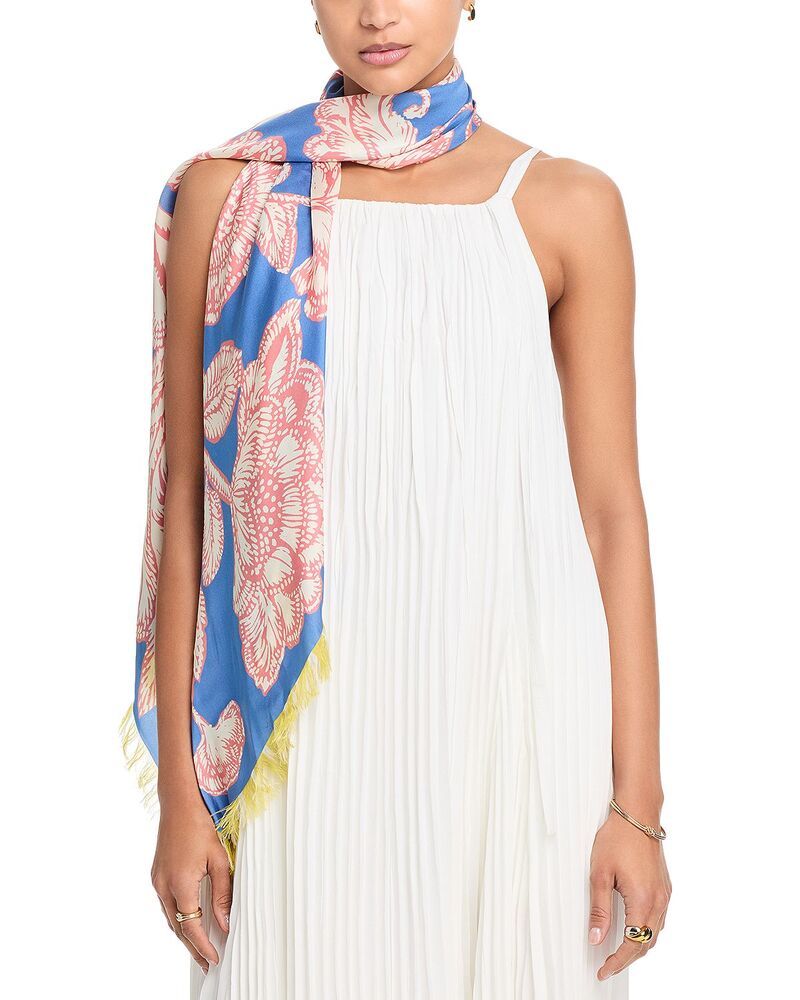 エコー レディース アクセサリー マフラー・ストール・スカーフラワー柄 シルク フラワー Echo Block Floral Oversized Silk Scarf Chambray