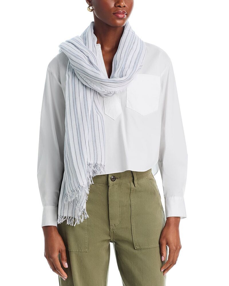 ヴィンス レディース アクセサリー マフラー・ストール・スカーフ コットン Vince Tri Stripe Cotton Scarf MARINE DELMAR ストライプ